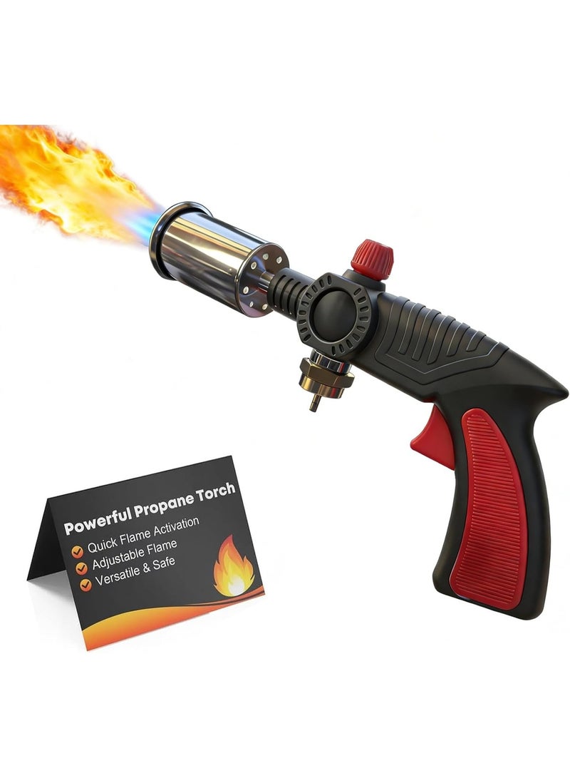 PEETTA Powerful Propane Grill Torch Gun,Propane Torch Gun, High Heat Torch Gun with Adjustable Flame & Safety Lock,1-Touch Ignition for BBQ Grilling,Charcoal Lighter(without propane tank) - Image 1
